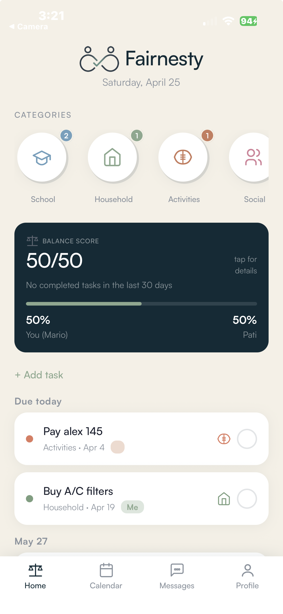 Fairnesty home screen